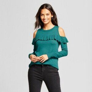 A New Day Ruffle Any Day Pullover Jade Small New